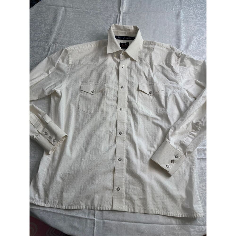 George Straight Troubadour Collection X Wrangler White Pearl Snap Shirt Size XL